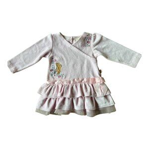 Classic Pooh Disney Baby Dress | Pink Embroidered Ruffle Dress | 18M